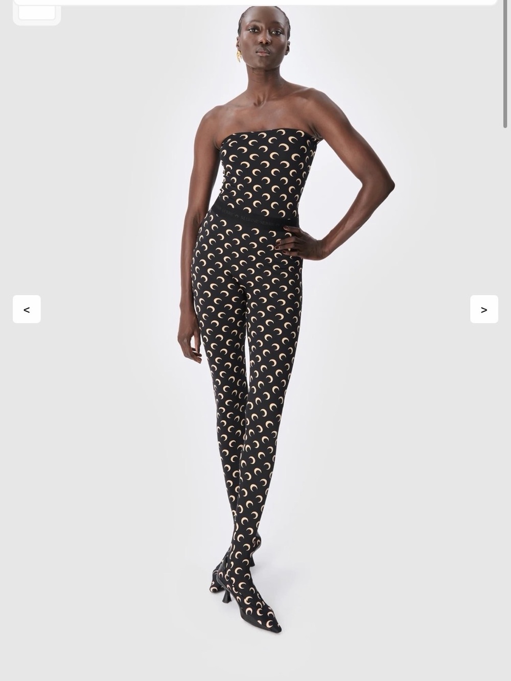 Marine Serre Black Strapless Crescent-Print Jumpsuit